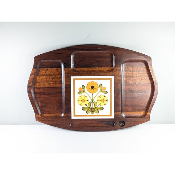 1970s wooden cheese board 18 x 12", decorative wooden charcuterie tray with - Picture 10 of 10